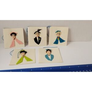 Vintage Hand Decorated Tally Cards Name Tags Journaling Lot‎ Of 5 Ephemera